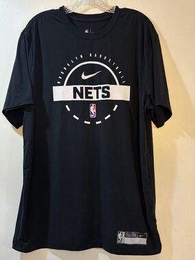 Nike Dri Fit Brooklyn Nets Black Athletic T-Shirt Men’s Sz Large